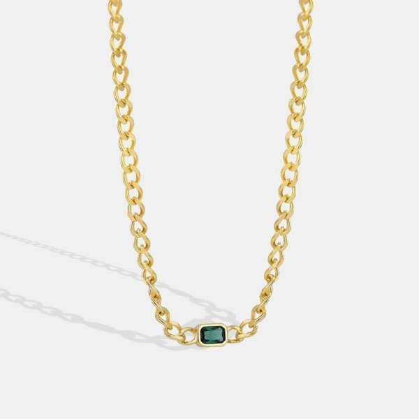 Cuban Chain Vintage Green crystal Necklace