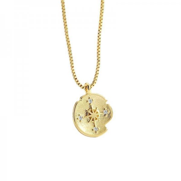 Vintage Style Round Compass Necklace