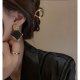 Fashion black square large earrings female niche design retro light luxury metal sense earrings geometric sequins earrings