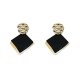 Fashion black square large earrings female niche design retro light luxury metal sense earrings geometric sequins earrings