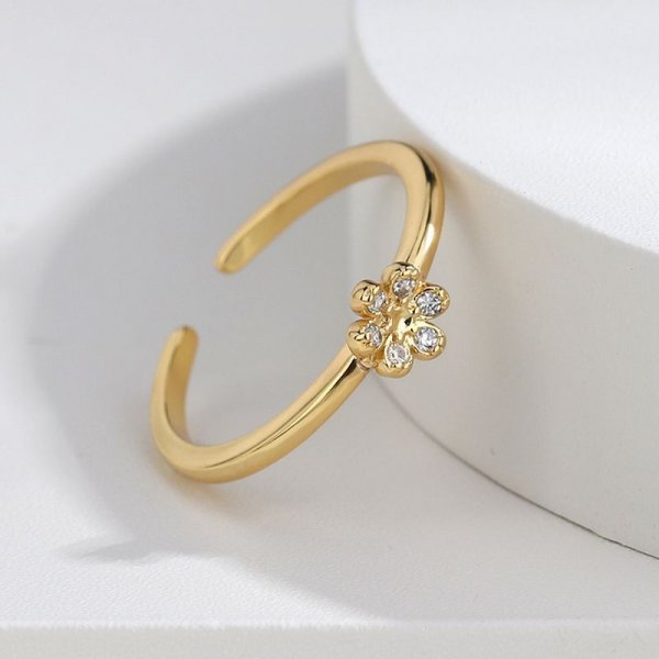 Cold wind simple small daisy zirconia tail ring fashionable and versatile finger ring