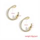 Hot style glass drill ear clip earrings with s-shaped alloy