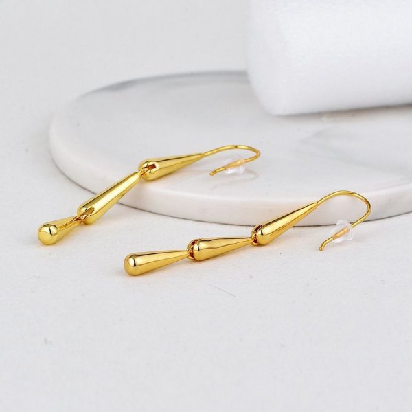 Water drop streamline long ear hooks vintage versatile cold wind earrings